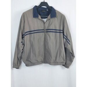 Online Mens XL Windbreaker Jacket Gray Blue Striped Full Zip Lightweight